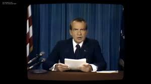 In the image, President Nixon stands at a podium, flanked by the American flag. His serious demeanor signals the gravity of the moment as he announces the suspension of the dollar's convertibility into gold. It's changing the history of money.